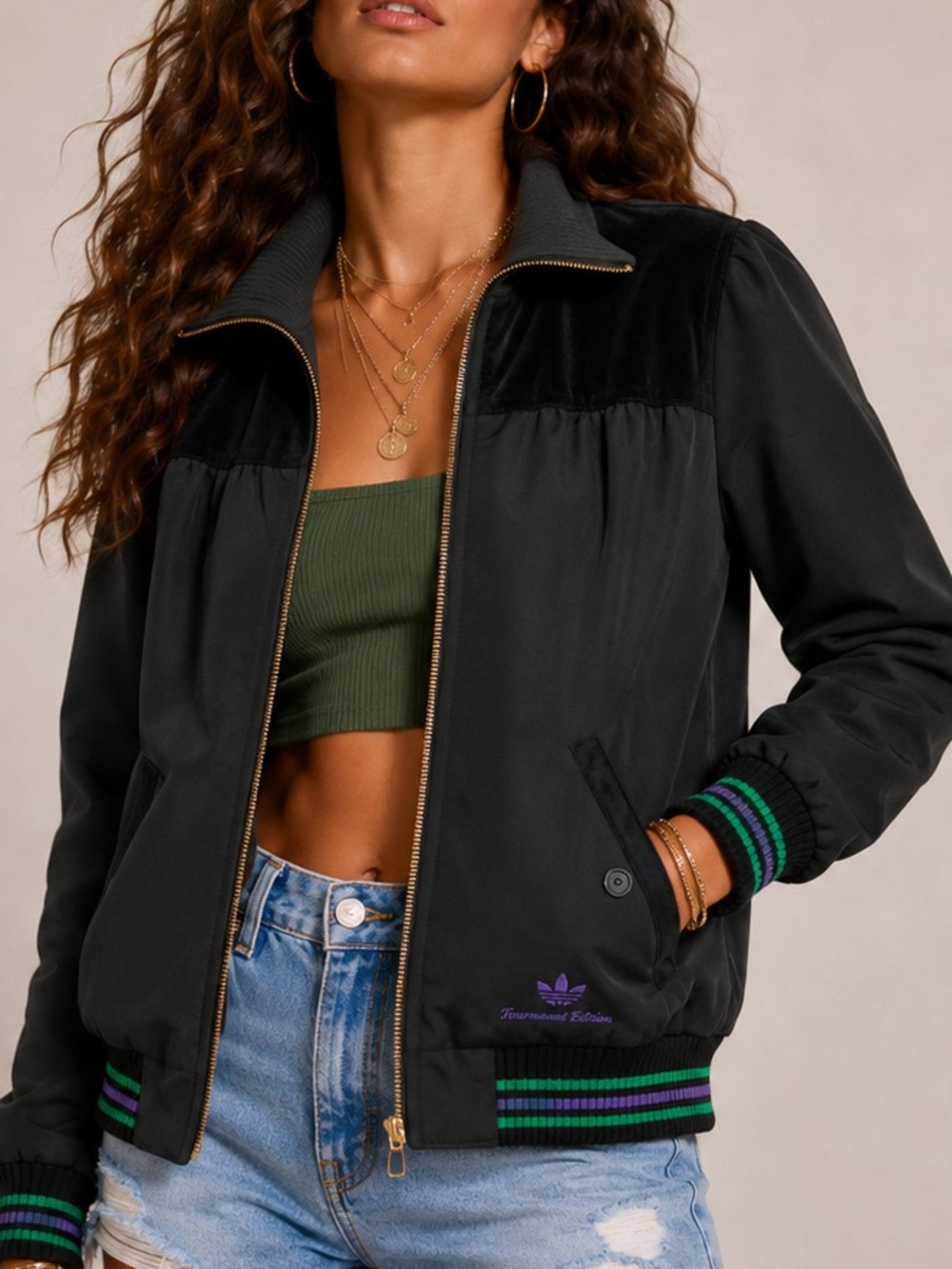 ADIDAS Tournement Edition jacket with genuine leather insert.